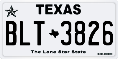 TX license plate BLT3826