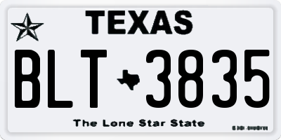 TX license plate BLT3835
