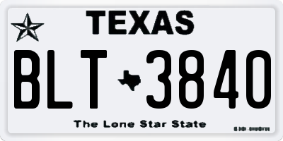 TX license plate BLT3840