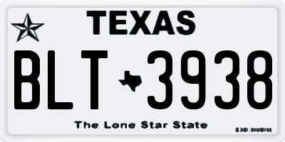 TX license plate BLT3938