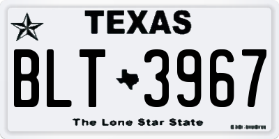 TX license plate BLT3967