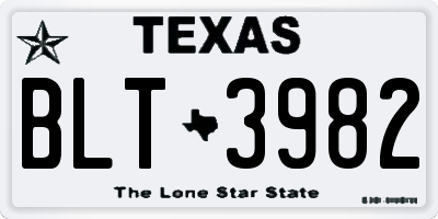 TX license plate BLT3982