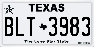 TX license plate BLT3983