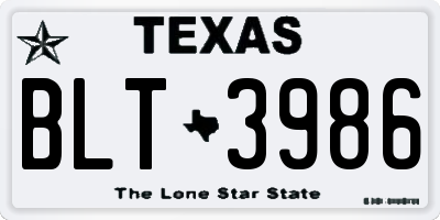 TX license plate BLT3986