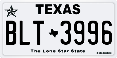 TX license plate BLT3996