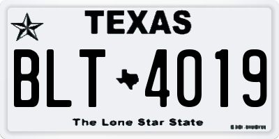 TX license plate BLT4019