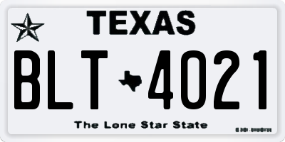 TX license plate BLT4021