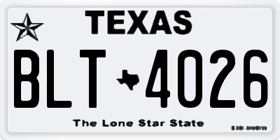 TX license plate BLT4026