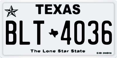 TX license plate BLT4036