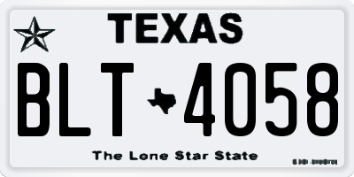 TX license plate BLT4058