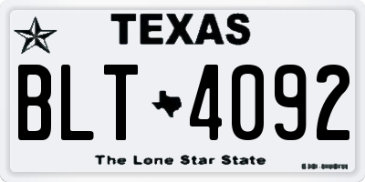TX license plate BLT4092