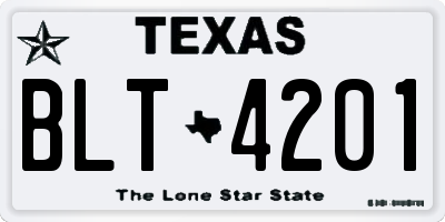 TX license plate BLT4201