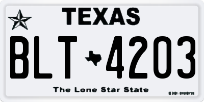 TX license plate BLT4203