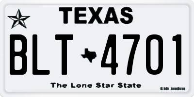 TX license plate BLT4701