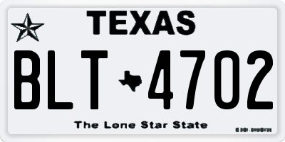 TX license plate BLT4702