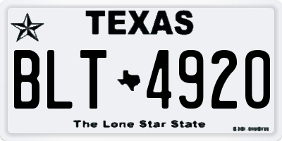 TX license plate BLT4920