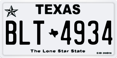 TX license plate BLT4934