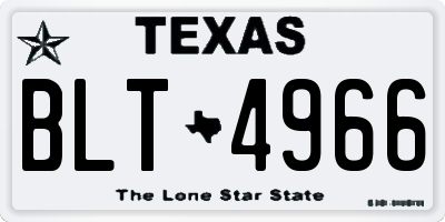 TX license plate BLT4966