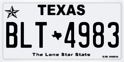 TX license plate BLT4983