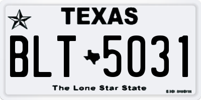 TX license plate BLT5031