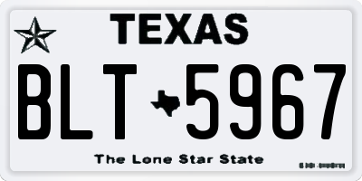 TX license plate BLT5967