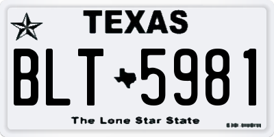 TX license plate BLT5981