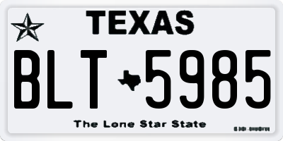 TX license plate BLT5985
