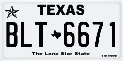 TX license plate BLT6671