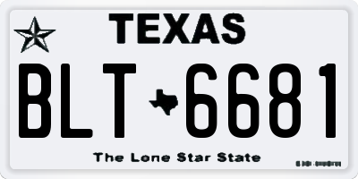 TX license plate BLT6681