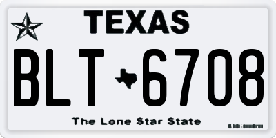 TX license plate BLT6708