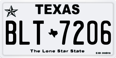 TX license plate BLT7206