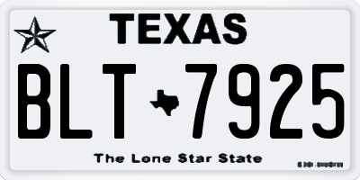 TX license plate BLT7925