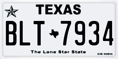 TX license plate BLT7934