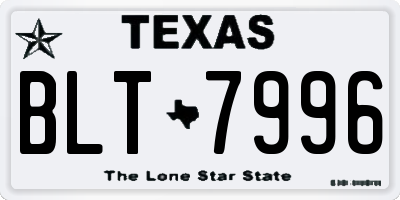 TX license plate BLT7996