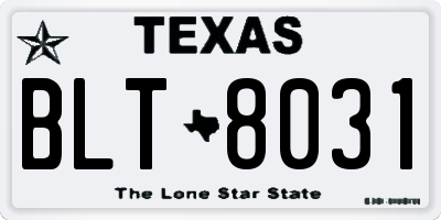 TX license plate BLT8031