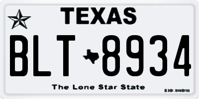 TX license plate BLT8934