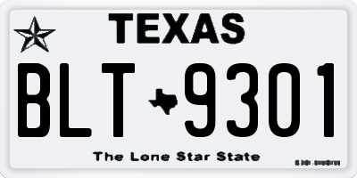 TX license plate BLT9301