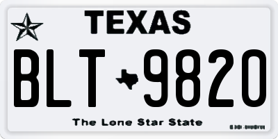 TX license plate BLT9820