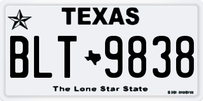 TX license plate BLT9838