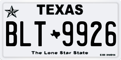 TX license plate BLT9926