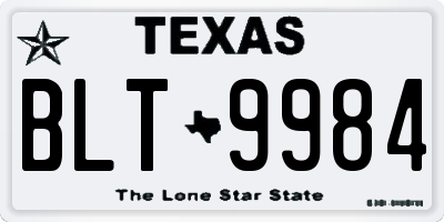 TX license plate BLT9984