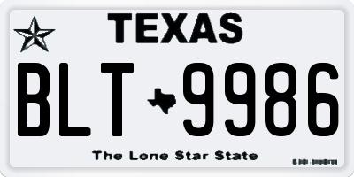 TX license plate BLT9986
