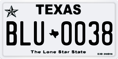 TX license plate BLU0038