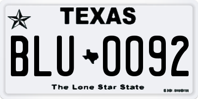 TX license plate BLU0092