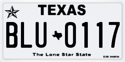 TX license plate BLU0117