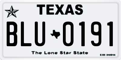 TX license plate BLU0191