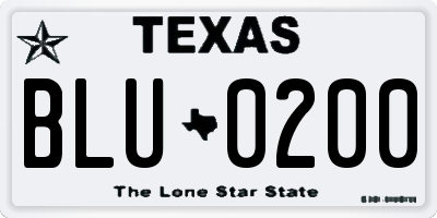 TX license plate BLU0200
