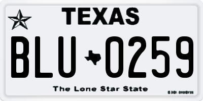 TX license plate BLU0259