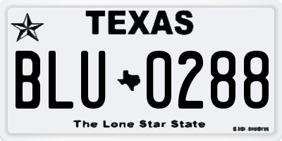 TX license plate BLU0288
