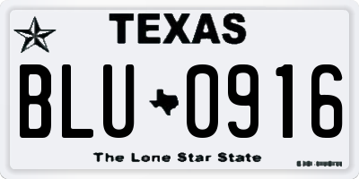 TX license plate BLU0916